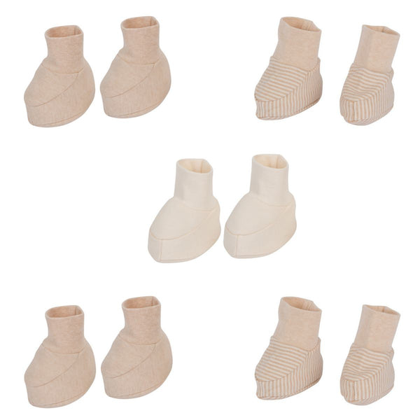 Organic Cotton Baby Booties 5 Pairs Pinstripes Mix