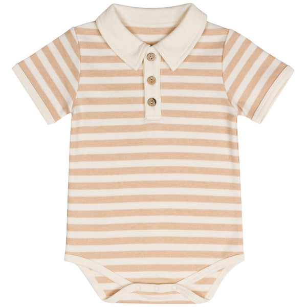 Organic Cotton Baby Boys Polo Bodysuit Stripes