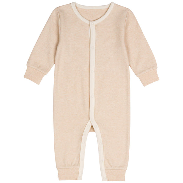 Organic Cotton Snap Front Coverall Light Brown