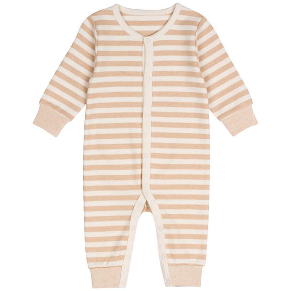 Organic Cotton Snap Front Coverall Stripes
