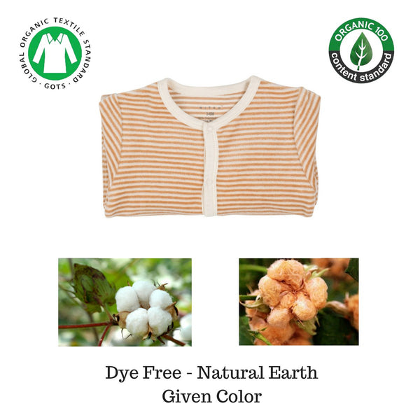 Niteo Organic Cotton Velour Coverall Brown Pinstripes